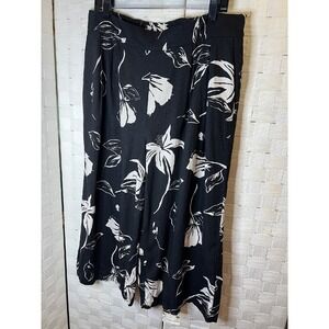 Ophelia Roe Floral Print Wide Leg Linen Blend‎ Cropped Palazzo Pants Size XL